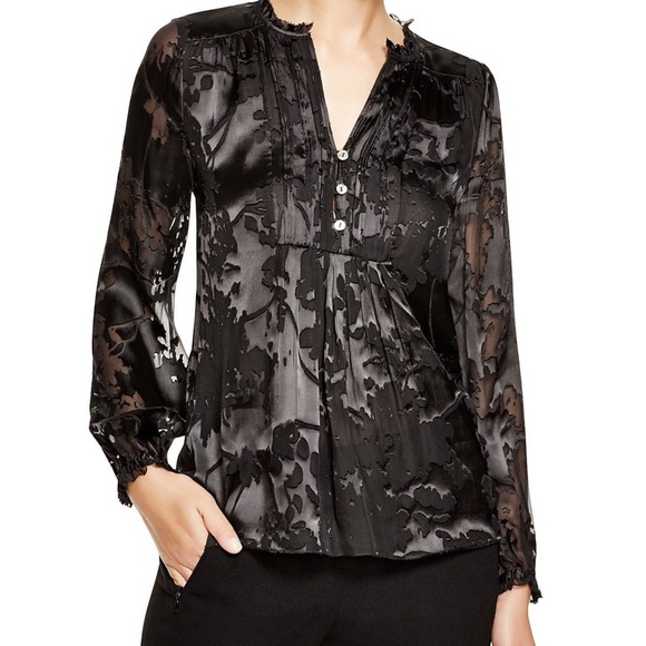 Black DVF blouse with sheer sleeves - Picture 1 of 8